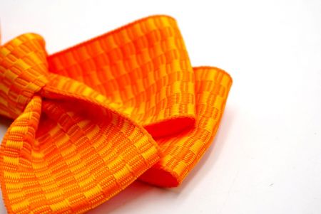 Ruban à cheveux à carreaux orange unique avec 6 boucles_BW640-K1750-361