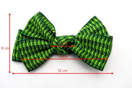 Grünes einzigartiges kariertes 6-Schleifen-Haarband_BW640-K1750-505