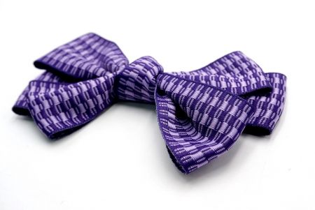 Violet Unique Checkered 6 Loops Hair Ribbon Bow_BW640-K1750-704