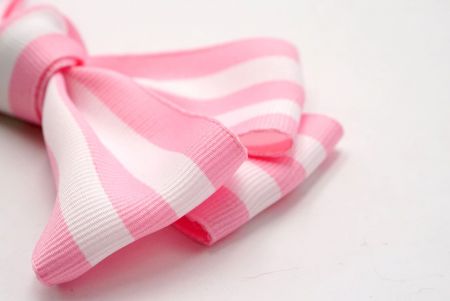 Cinta para el cabello a rayas rosa y blanco con 6 lazos de cinta grosgrain_BW640-K888-17
