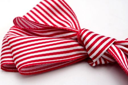 Red and White Stripe Grosgrain 6 Loops Hair Ribbon Bow_BW640-K998-1