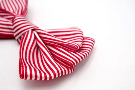 Red and White Stripe Grosgrain 6 Loops Hair Ribbon Bow_BW640-K998-1
