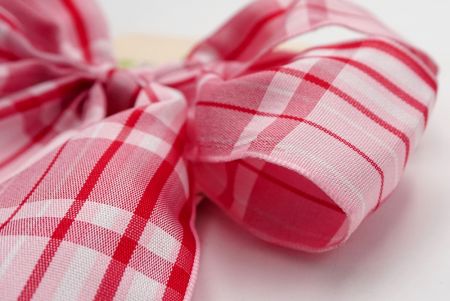 Red Checkered 4 Average Loops with Knot Ribbon Bow_BW641-PF110W-9