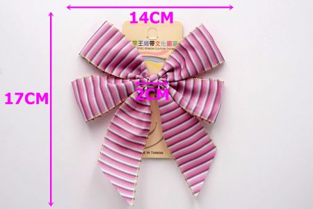 Pink & Purple Checkered 4 Average Loops with Knot Ribbon Bow_BW641-PF146E-3