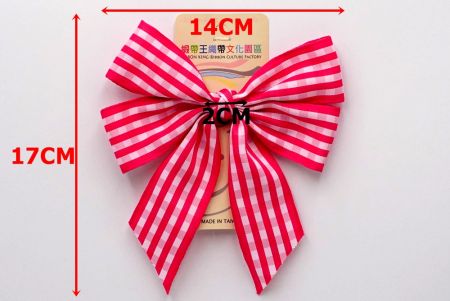 Hot Pink & Light Pink Checkered 4 Average Loops with Knot Ribbon Bow_BW641-PF258-3