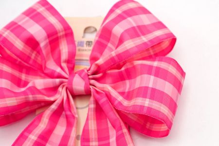 Hot Pink Soft Plaid 4 Average Loops with Knot Ribbon Bow_ BW641-PF278-2