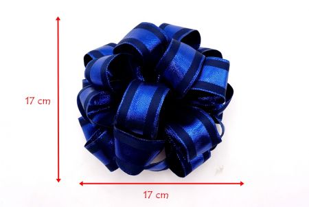 Blue Metallic 11 Loops Pom Pom Ribbon Bow_BW643-W263-6