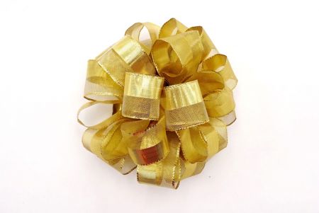 Glänzendes Gold und metallisch transparente 11 Schleifen Pom Pom Schleifenband_BW643-W780-10