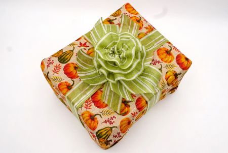 Pudełko z wstążką i kokardą Zielony Kwiatowy_BW666