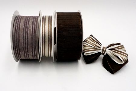 Brown Tone Woven Ribbon Set - SHEER/STRIPE/SATIN WOVEN RIBBON SET
