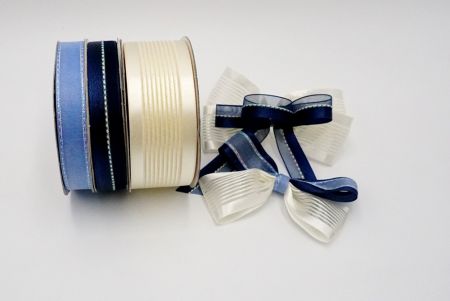 Blueberry Cheese Cake Ribbon Set - Blue satin sheer ribbon set