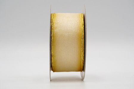 Cremefarbenes Goldkantenband aus transparentem Stoff_K03G-11-0105