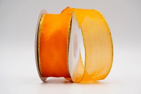 Ruban transparent avec bordure dorée orange clair_K03G-14-1052