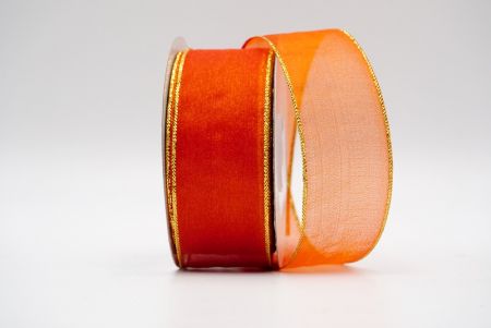 Orange Gold Edging Line Sheer Ribbon_K03G-16-1459