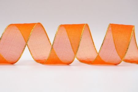 Orangefarbenes Goldkantenband aus transparentem Stoff_K03G-16-1459