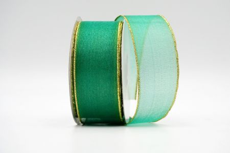 Green Gold Edging Line Sheer Ribbon_K03G-16-5932