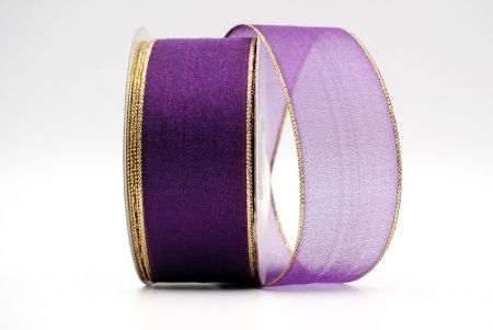 Violet Gold Edging Line Sheer Ribbon_K03G-19-3542