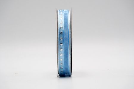 Светло-синяя лента с серебряными точками и подкладкой из атласа_K1060S-319