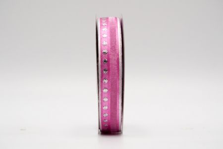 गुलाबी सिल्वर डॉट और लाइनिंग सैटिन रिबन_K1060S-501