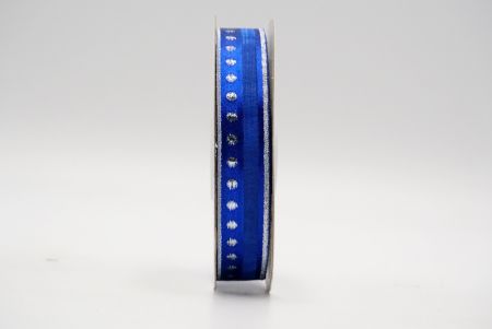Kék ezüst pöttyös és béléses szatén szalag_K1060S-A14