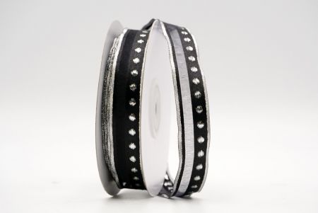 Чорна срібляста крапка та підкладка з атласної стрічки_K1060S-A31