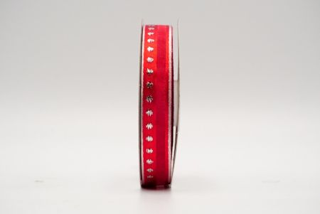 Punainen hopeapilkullinen ja vuoritettu satiininauha_K1060S-K21