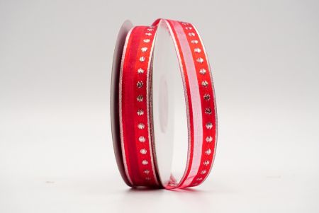 Червона срібляста крапка та підкладка з атласної стрічки_K1060S-K21