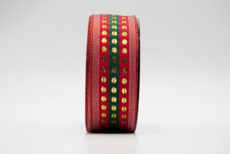 Стрічка з червоно-зеленим металевим дизайном в горошок_K1278-3