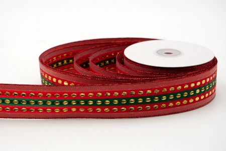 Red-Green Metallic Polka Dots Design Ribbon_K1278-3