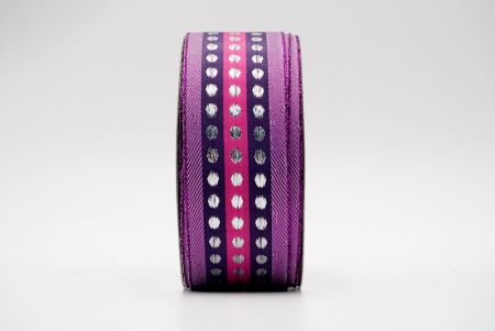 Фиолетово-розовый дизайн ленты с металлическими горошками_K1278-4