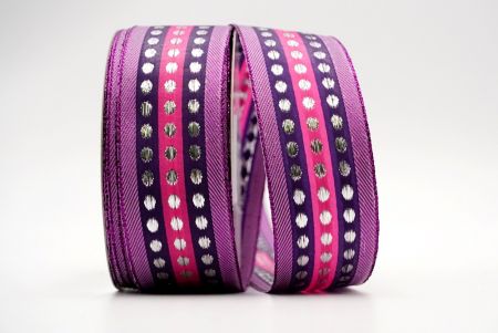 Фиолетово-розовый дизайн ленты с металлическими горошками_K1278-4