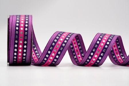 Purple-Pink Metallic Polka Dots Design Ribbon_K1278-4