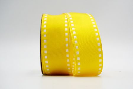 Yellow White Stitched Satin Ribbon_K1284-28