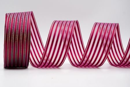 Burgundy Metallic Stripe Sheer Ribbon_K1296N-A33