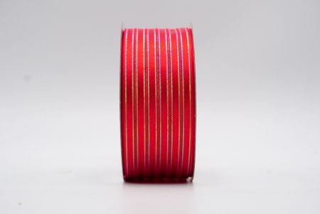 Red Metallic Stripe Sheer Ribbon_K1296N-K21