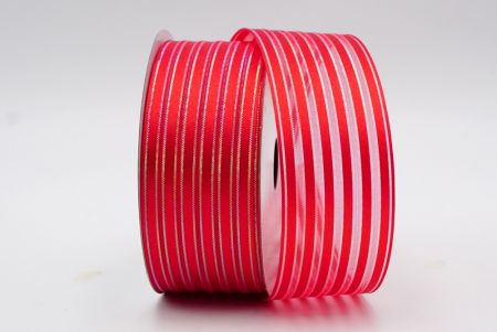 Red Metallic Stripe Sheer Ribbon_K1296N-K21