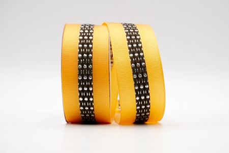 Fita de gorgorão preta e laranja metálica com pontos médios e costura_K1594S-157C
