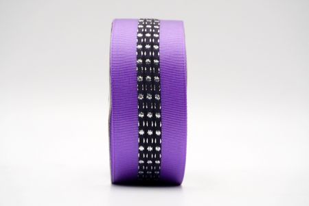 Ruban gros-grain à pois et coutures métalliques violet et noir_K1594S-2665C