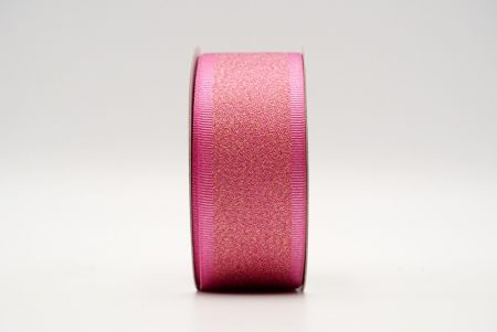 Nastro in gros grain rosa con bordo glitterato metallico_K1599-224C