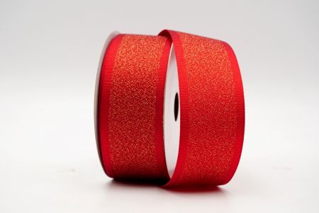 Taśma z metalicznym połyskiem w kolorze czerwieni z obrzeżem z groszgrainu_K1599-PTM074