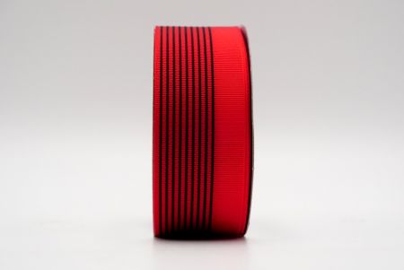 Красная прямая линейная лента из грогрена с дизайном_K1756-K21