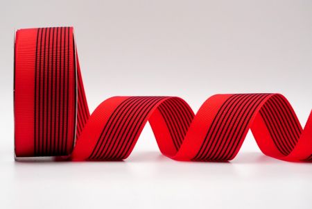 Red Straight Linear Design Grosgrain Ribbon_K1756-K21