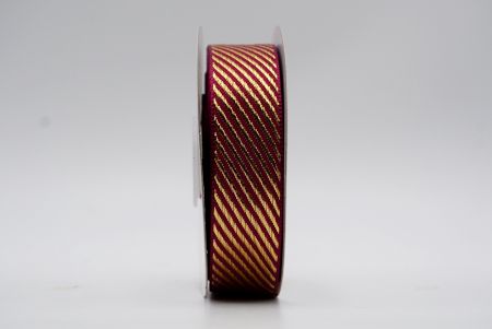 Burgundy Metallic Diagonal Line Design Ribbon_K211-A33
