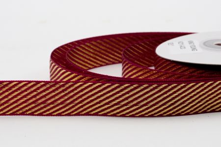 Burgundy Metallic Diagonal Line Design Ribbon_K211-A33