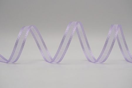 Світло-фіолетова стрічка з дизайном з прозорої тканини та блоком сатину_K225-14-3812