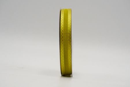 Keltainen läpikuultava satiininauha, jossa on lohkoraitakuviointi_K225-15-0646