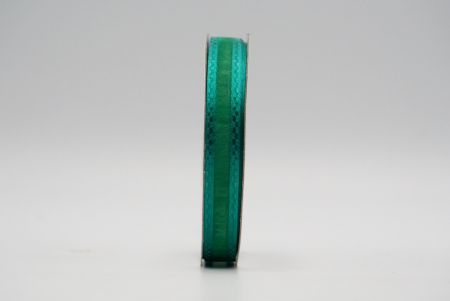 Vihreä läpikuultava satiininauha, jossa on lohkoraitakuviointi_K225-16-5932