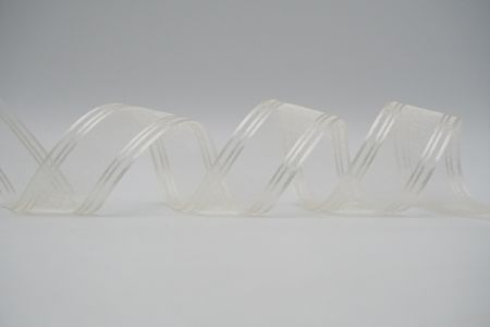 Cinta de diseño blanco transparente y satinado con líneas - K232-11-0105