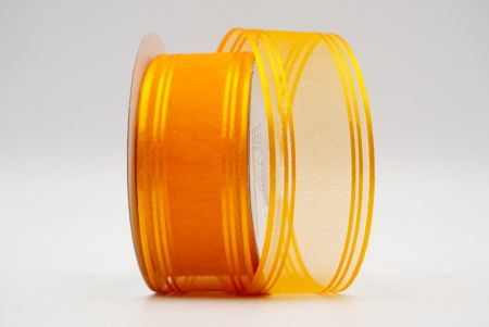 Оранжевая прозрачная лента с линейным атласным дизайном_ K232-14-1052