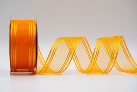 Orange Sheer and Line Satin Design Ribbon_ K232-14-1052